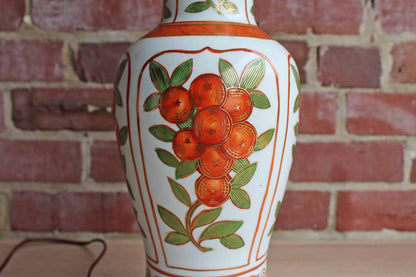 Porcelain Baluster-Shaped Lamp Decorated with Oranges Accented in Gold