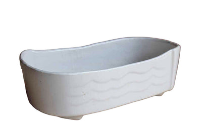 Ungemach Pottery Company (Ohio, USA) White Rectangular Planter with Waves Design