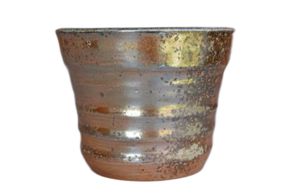 Pottery Cup with Shimmering Goldish-Pink Luminescent Glaze