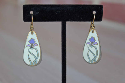 Laurel Burch (California, USA) Wild Iris Pierced Drop Earrings