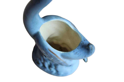 Ceramic Blue Swan on Waves Pedestal Planter