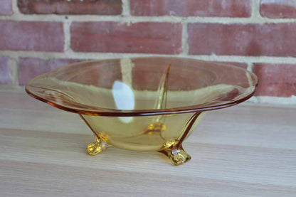Footed and Flared Yellow Glass Bowl