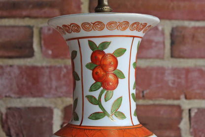 Porcelain Baluster-Shaped Lamp Decorated with Oranges Accented in Gold