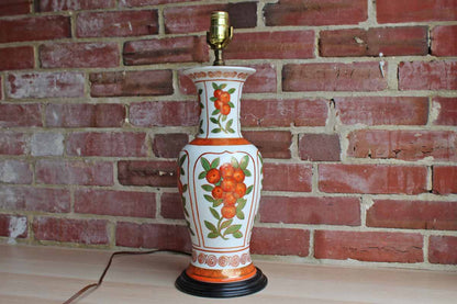 Porcelain Baluster-Shaped Lamp Decorated with Oranges Accented in Gold