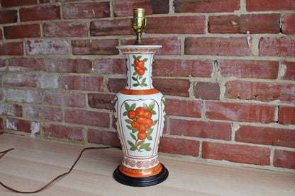 Porcelain Baluster-Shaped Lamp Decorated with Oranges Accented in Gold