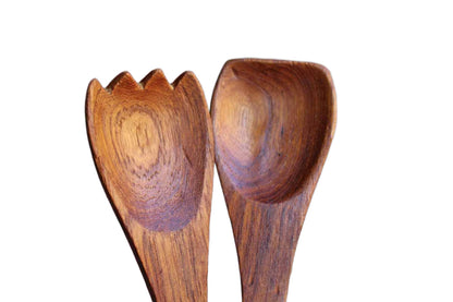 Teak Wood Salad Fork and Spoon Set