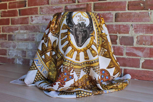 Hermes (France) 100% Silk L'Or des Chefs Scarf Designed by Artist Joachim Metz