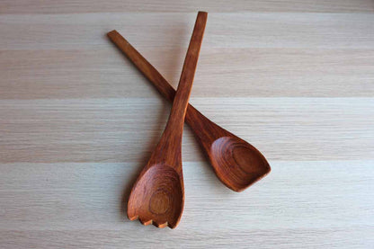 Teak Wood Salad Fork and Spoon Set