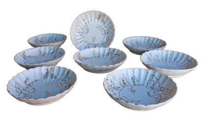 Marx & Gutherz Carlsbad (Austria) Porcelain Bowls Decorated with Gold Flowers, 8 Pieces