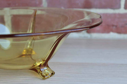 Footed and Flared Yellow Glass Bowl