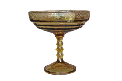 Gold Glass Centerpiece with Cut Glass Bowl and Stacked Wafer Stem (Pickup Only)