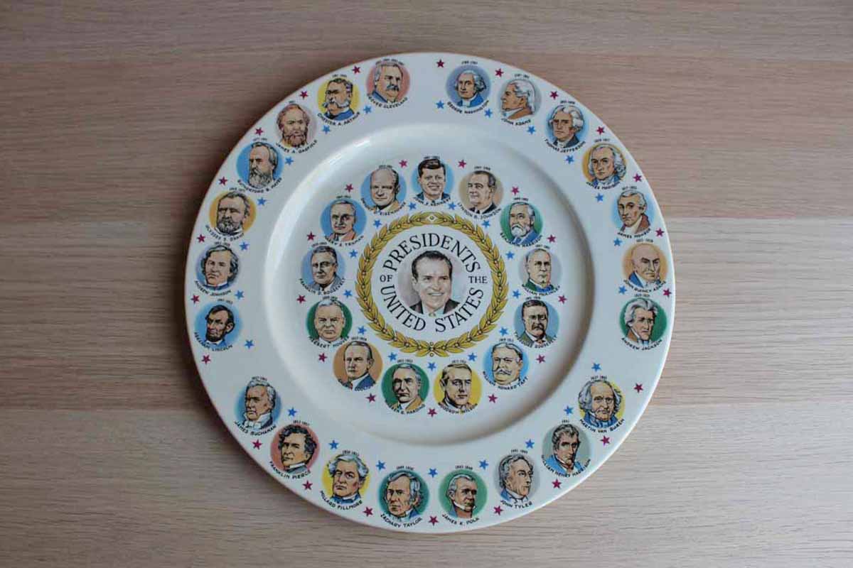 Ceramic President's of the United States Decorative Collector's Plate Featuring Richard Nixon in Center