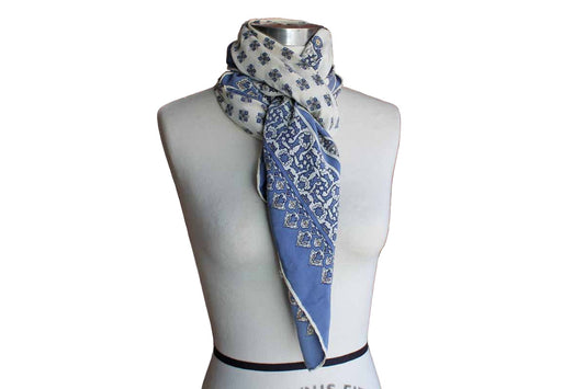 Asude (Turkey) Pure Silk Large Scarf with Floral Decorations and Gold Accents