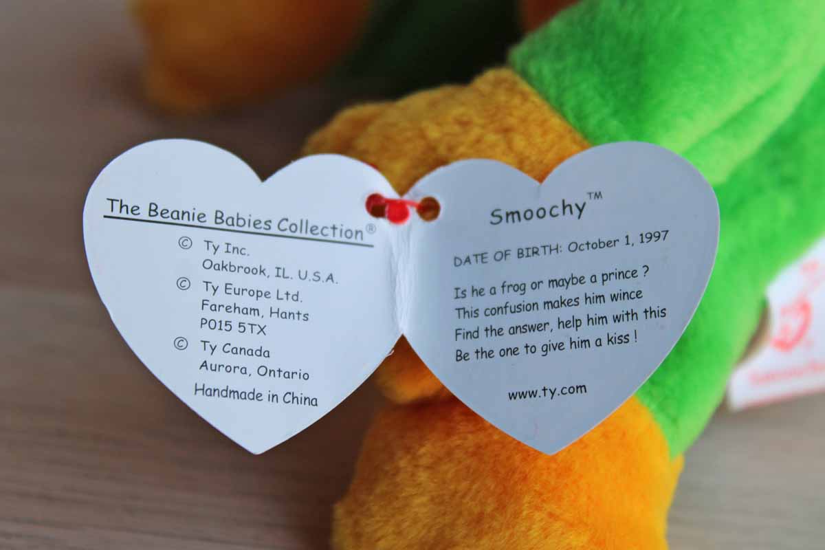 Ty Inc. (Illinois, USA) 1997 Smoochy the Green and Yellow Frog Beanie Baby
