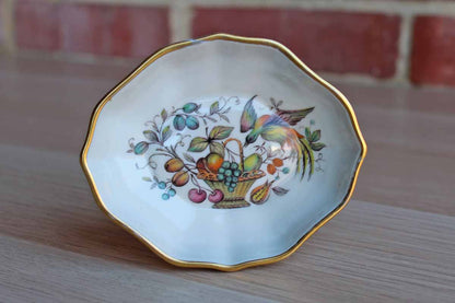Limoges (France) Small Porcelain Dish with Bird and Basket of Fruit