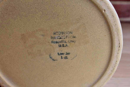 Robinson Ransbottom (Ohio, USA) Stoneware Storage Crocks with Primitive Apple Design and Wood Lids, Set of 3 Sizes