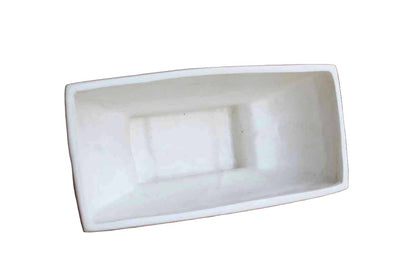 White Ceramic Footed Planter with Art Deco Detailing