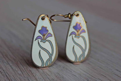 Laurel Burch (California, USA) Wild Iris Pierced Drop Earrings