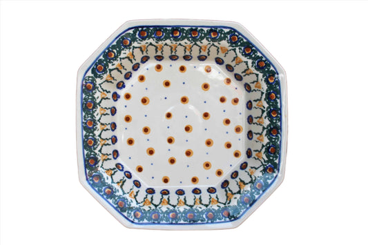 Boleslawiec Pottery (Poland) Octagonal Serving Dish with Dots and Scrolls