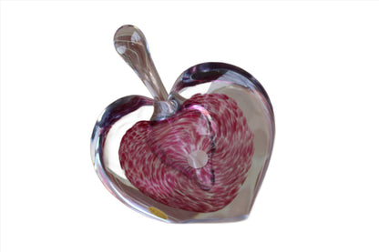 Silvestri (Taiwan) Heart Shaped Pink Glass Perfume Bottle with Glass Stopper Applicator