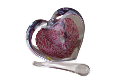 Silvestri (Taiwan) Heart Shaped Pink Glass Perfume Bottle with Glass Stopper Applicator