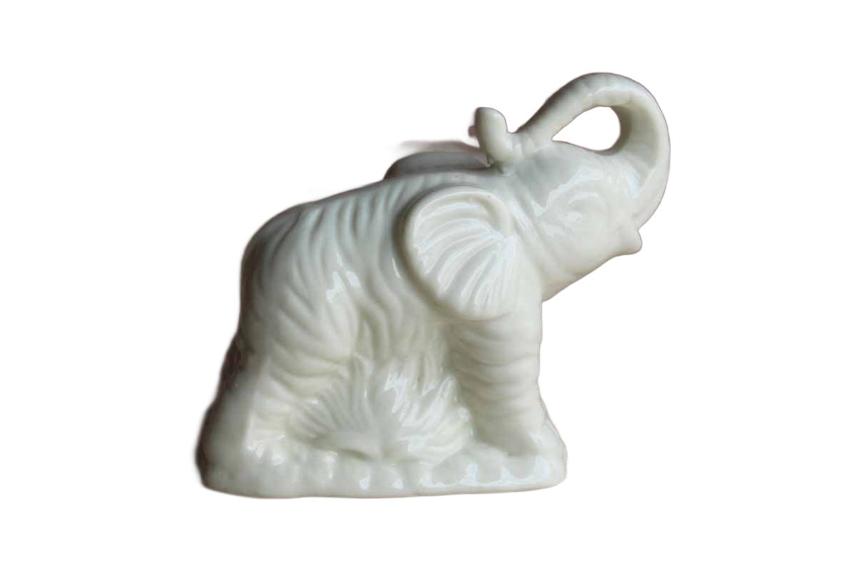 Blanc de Chine Porcelain Mom and Baby Elephant Figurine