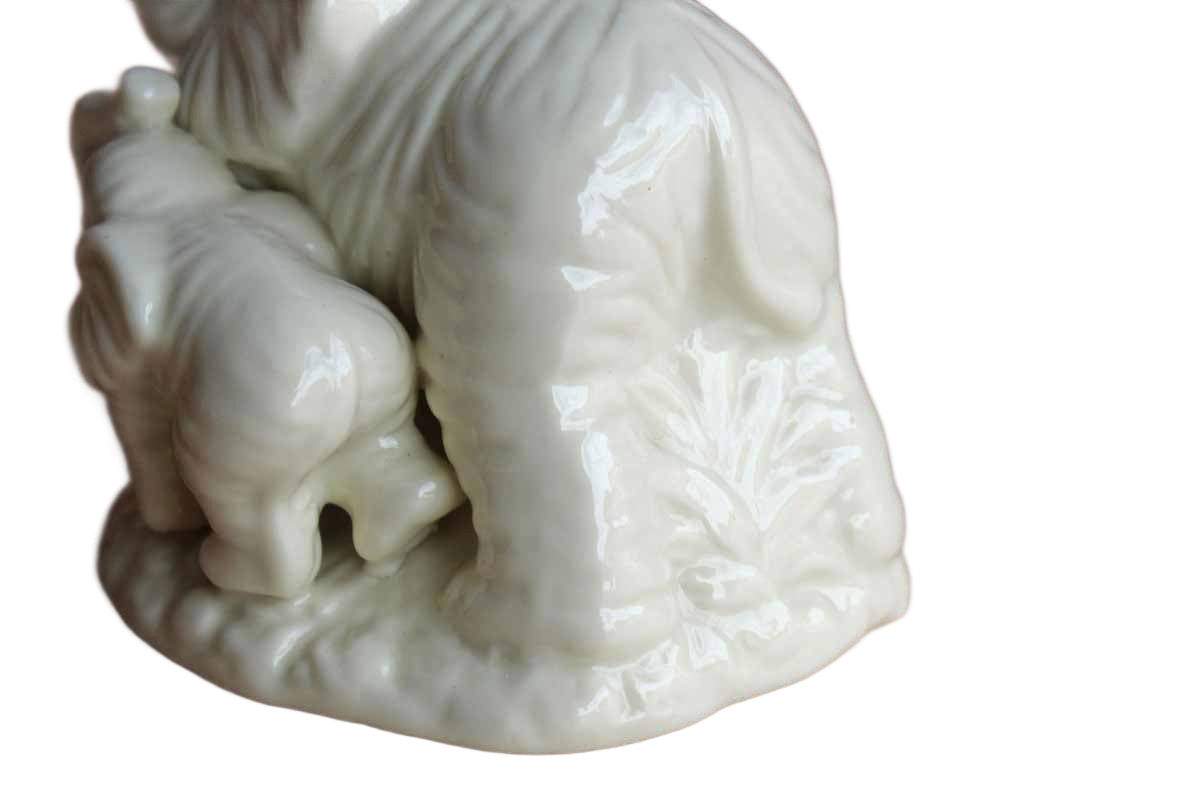 Blanc de Chine Porcelain Mom and Baby Elephant Figurine