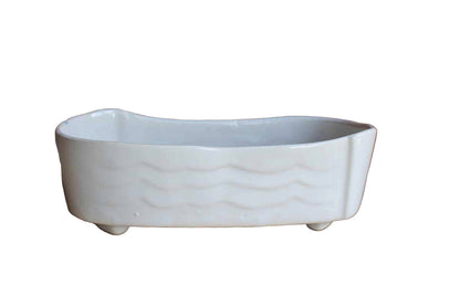 Ungemach Pottery Company (Ohio, USA) White Rectangular Planter with Waves Design