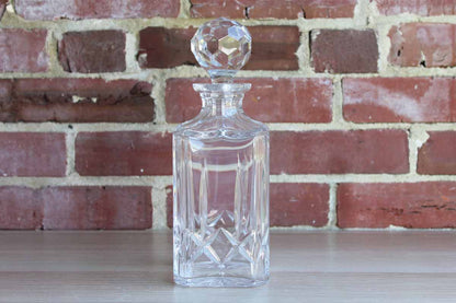 Heavy Crystal Decanter with Brilliant Faceted Cut Glass Stopper
