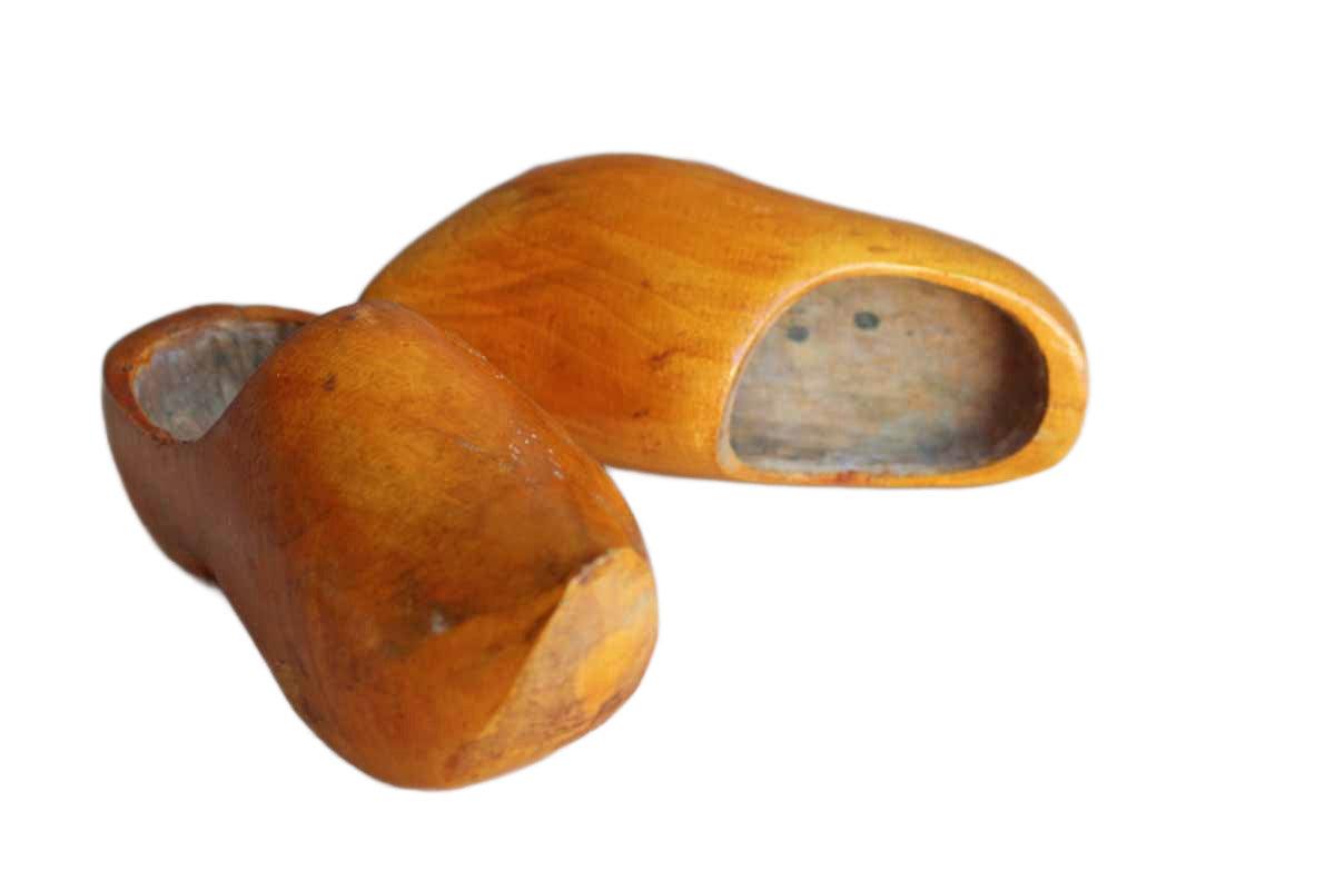 Dutch Wooden Clogs with Hanging Screws, A Pair