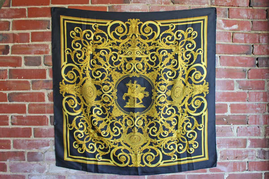 Hermes (France) 100% Silk Les Tuileries Scarf Designed by Artist Joachim Metz