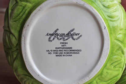 American Atelier at Home Covered Earthenware Green Lettuce Dish