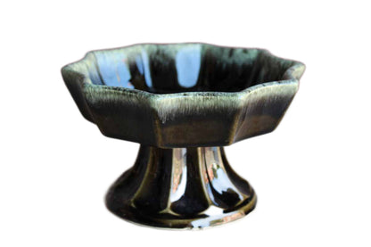 Hull Art Pottery (Ohio, USA) Green Drip Glaze Footed Candy Dish/Planter