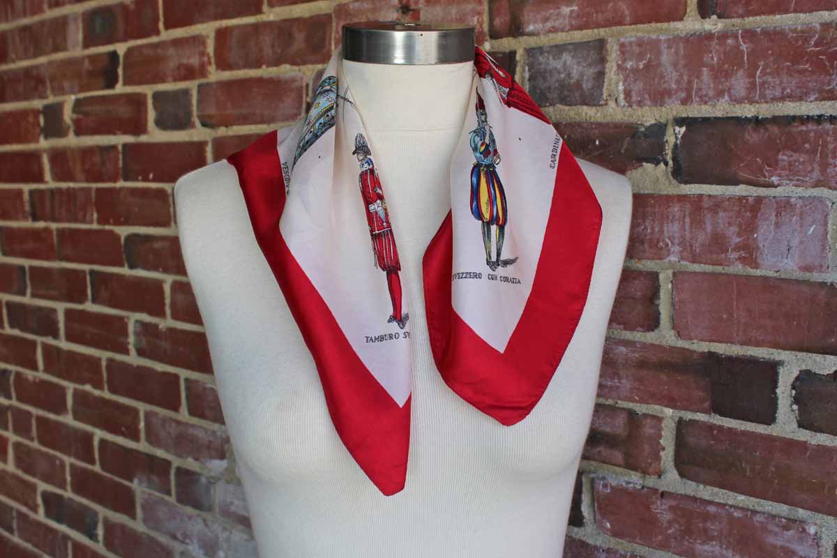 Silk Neck Scarf Decorated with Catholic Religious Figures
