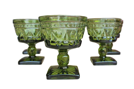Colony Glass (Connecticut, USA) Park Lane Green Sherbert or Champagne Glasses, 6 Pieces