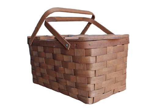 Basketville (Vermont, USA) Oak Picnic Basket with Wine Bottle Storage (Pickup Only)