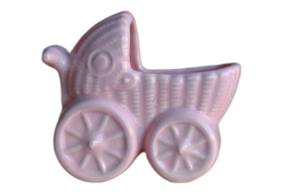Little Pink Ceramic Baby Buggy Planter
