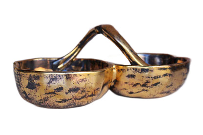 Stangl Pottery (New Jersey, USA) 22 KT Black-Gold Divided Ceramic Dish