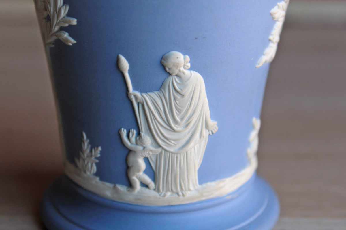 Wedgwood (England) Pale Blue Jasperware Vase with the Sacrifice to Ceres Decoration