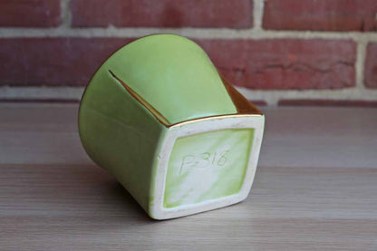 Lime Green and Gold Planter with Modern Lines