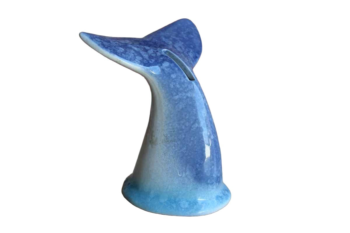 Ceramic Whale Tail Coin Bank