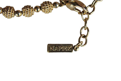 Napier (USA) Textured and Brushed Gold Tone Beaded Necklace