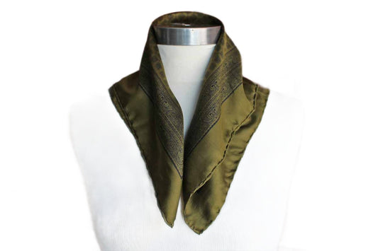 100% Silk Hand Rolled Neckerchief with Paisley Floral Design