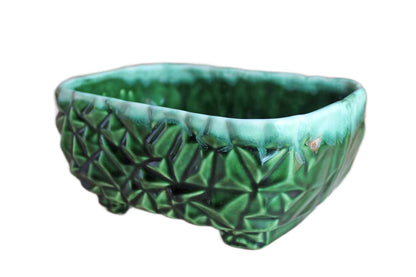 McCoy Pottery (Ohio, USA) Garden Pebble Forest Green Drip Glazed Planter