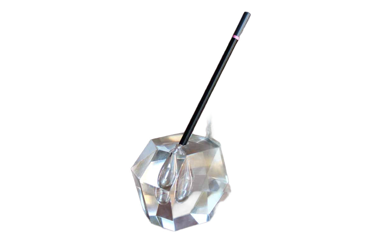 Faceted Geometric Cut Glass Paperweight/Pen Holder