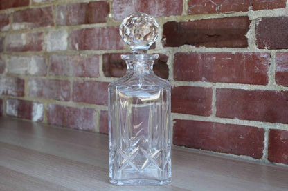 Heavy Crystal Decanter with Brilliant Faceted Cut Glass Stopper
