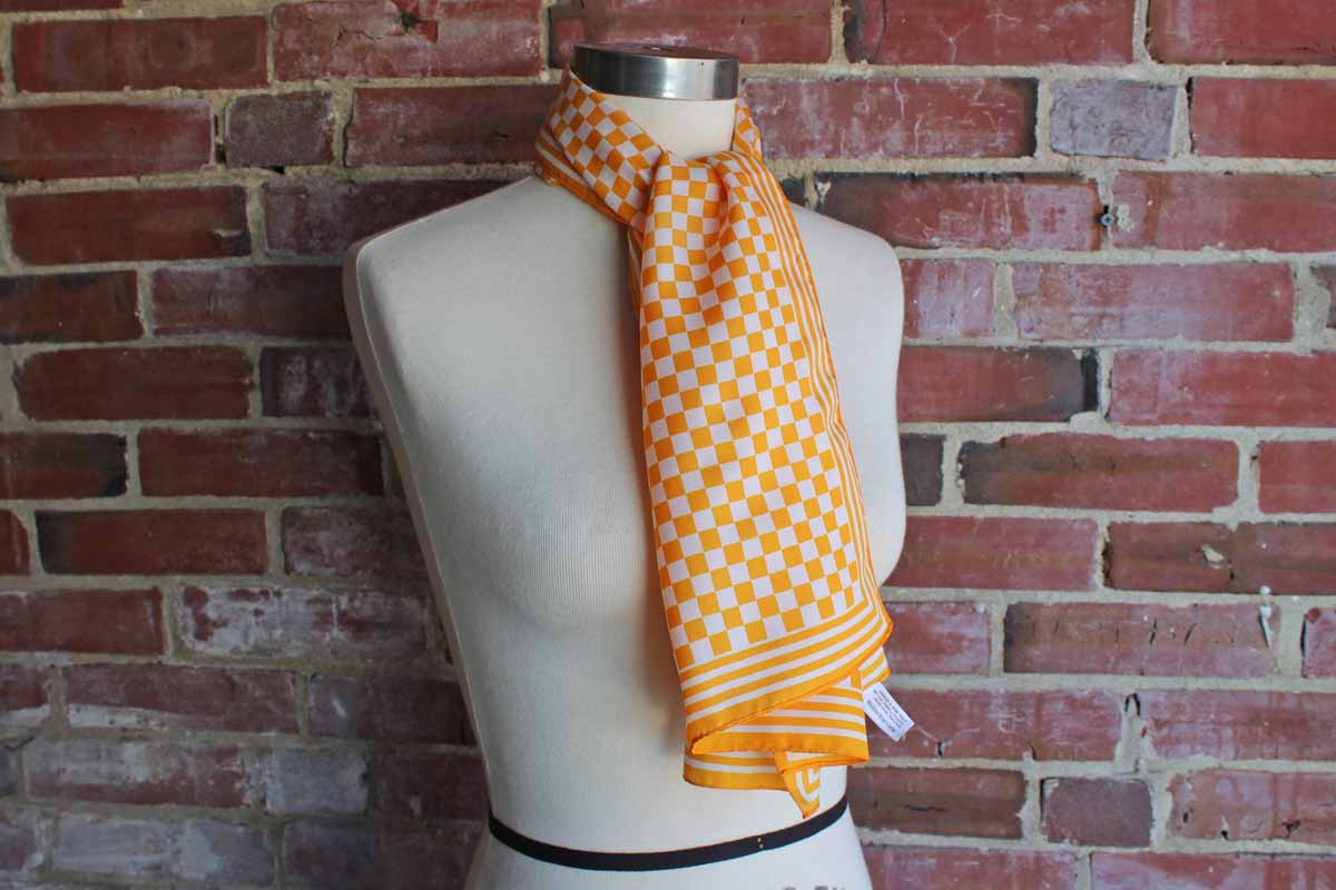 John Weitz Long Yellow Checkered and Striped Polyester Scarf