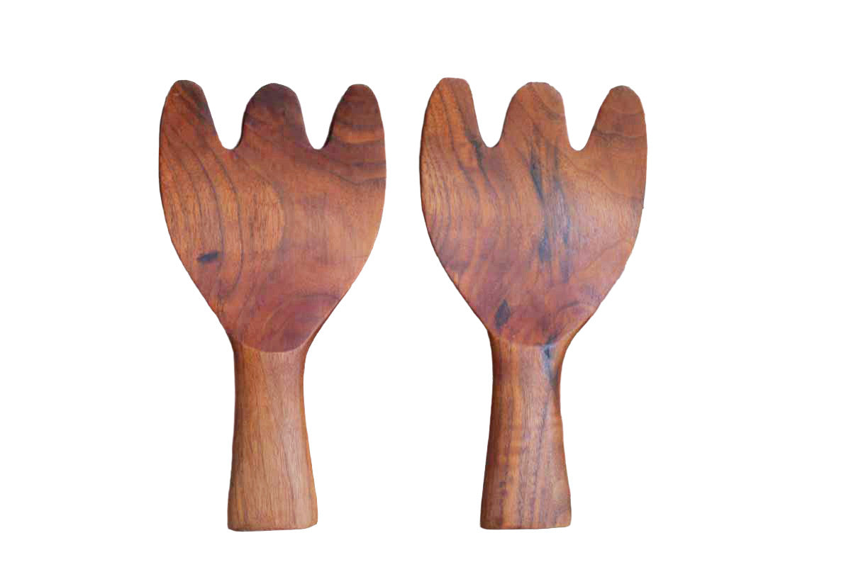 Teak Wood Salad Tongs, A Pair