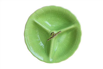 Lane & Company (Van Nuys, California, USA) Celadon Green Divided Candy or Snack Serving Dish