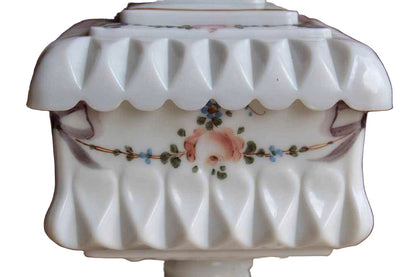 Westmoreland Glass Company (Pennsylvania, USA) Wedding Roses and Bows Small Glass Bowl with Lid